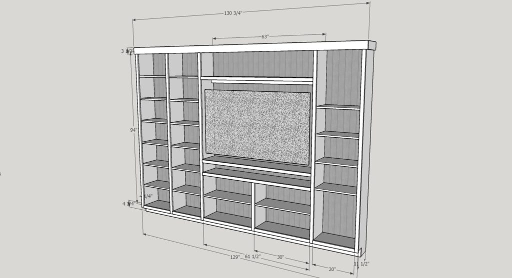 Bookcase and TV Unit dimensions